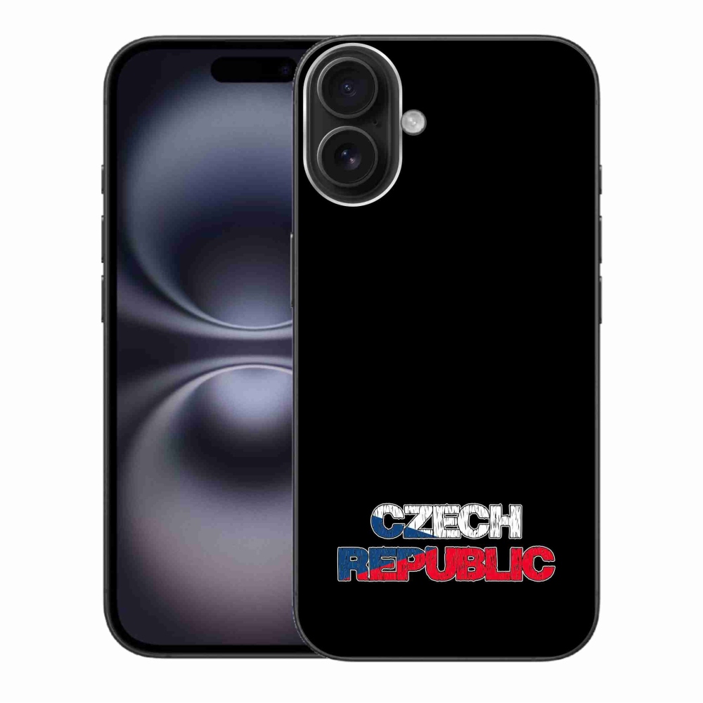 Gélový kryt mmCase na iPhone 16 Plus - Czech Republic čierne pozadie