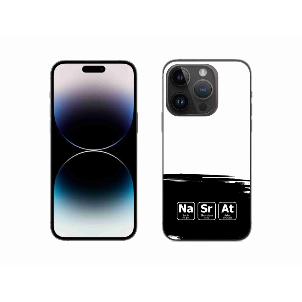 Gélový kryt mmCase na iPhone 14 Pro 6.1 - chemické prvky čiernobiele pozadie