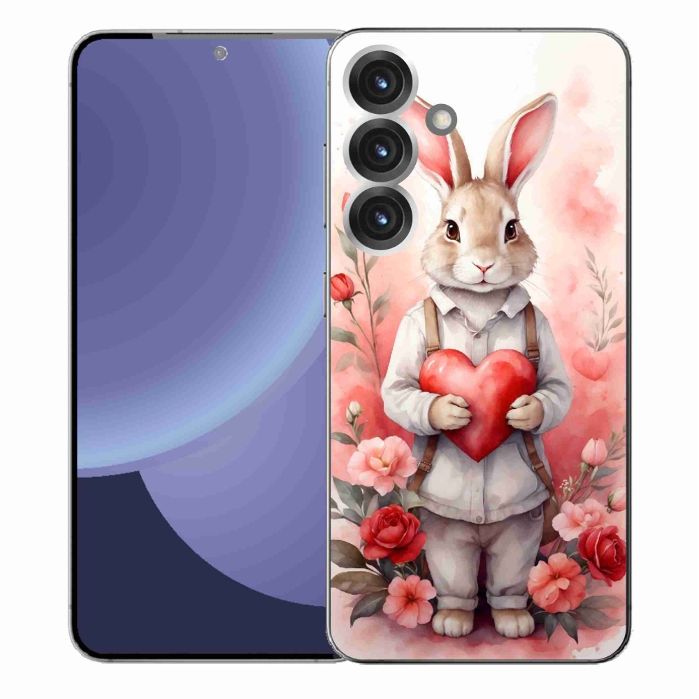 Gélový kryt mmCase na Samsung Galaxy S25+ - zajac so srdiečkom