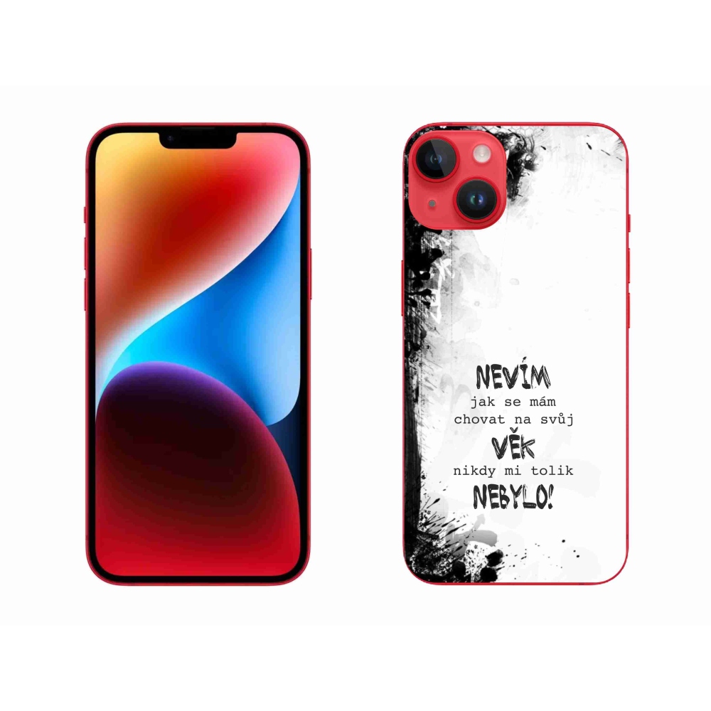 Gélový kryt mmCase na iPhone 14 Plus - vtipný text 14 biele pozadie