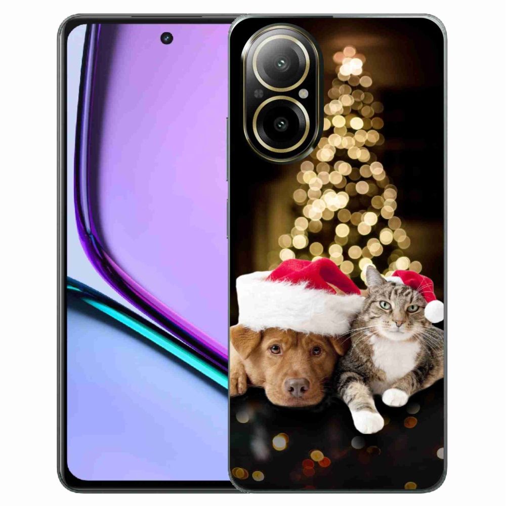 Gelový kryt mmCase na Realme C67 - vánoční pes a kočka
