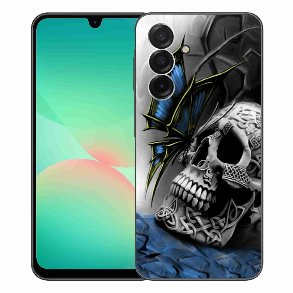 Gélový kryt mmCase na Samsung Galaxy A26 5G - motýľ a lebka