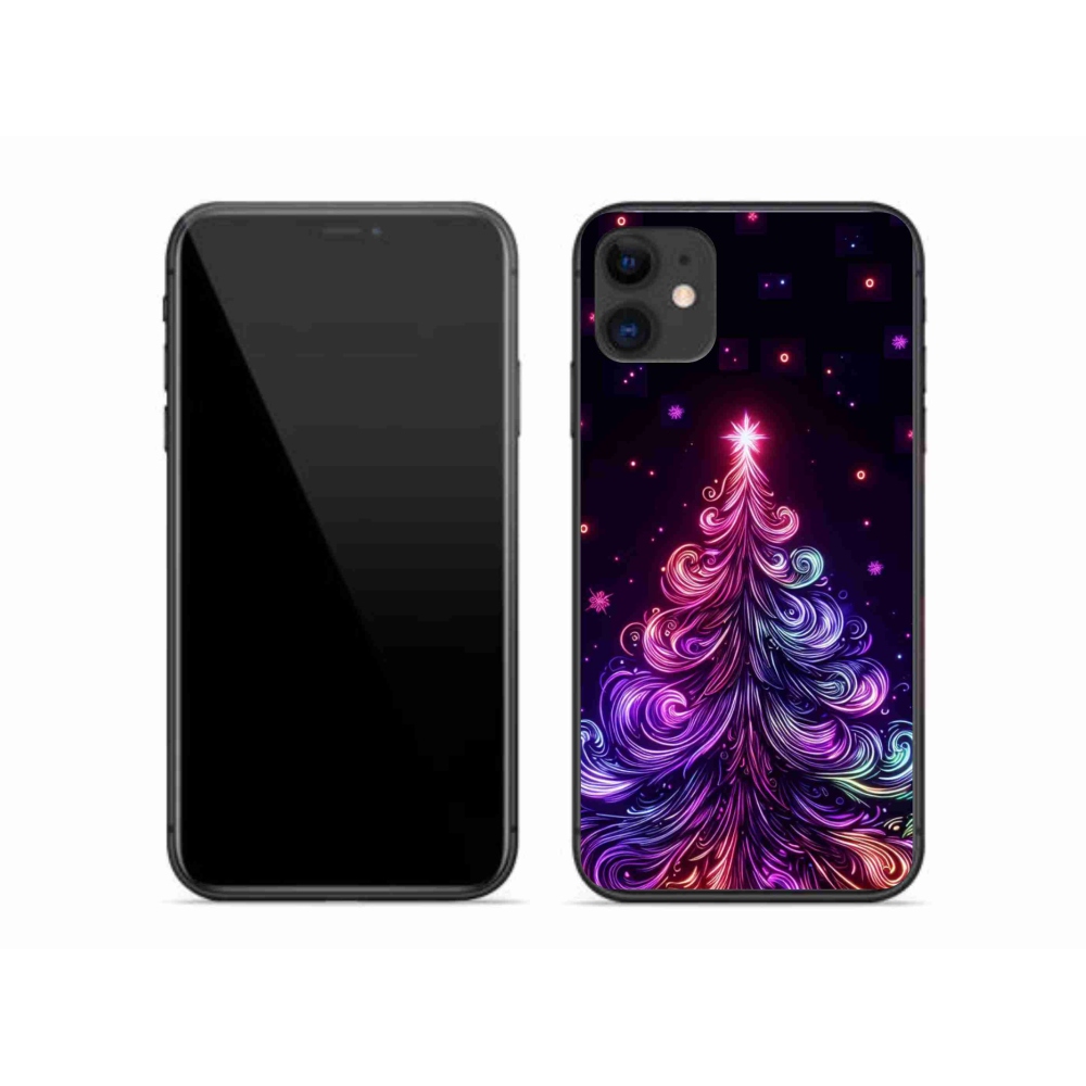 Gélový kryt mmCase na iPhone 11 - neónový vianočný stromček 1