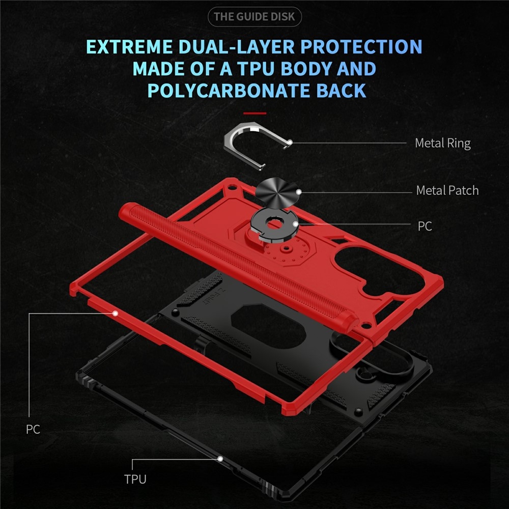 Ring odolný kryt na Samsung Galaxy Z Fold7 5G - červený