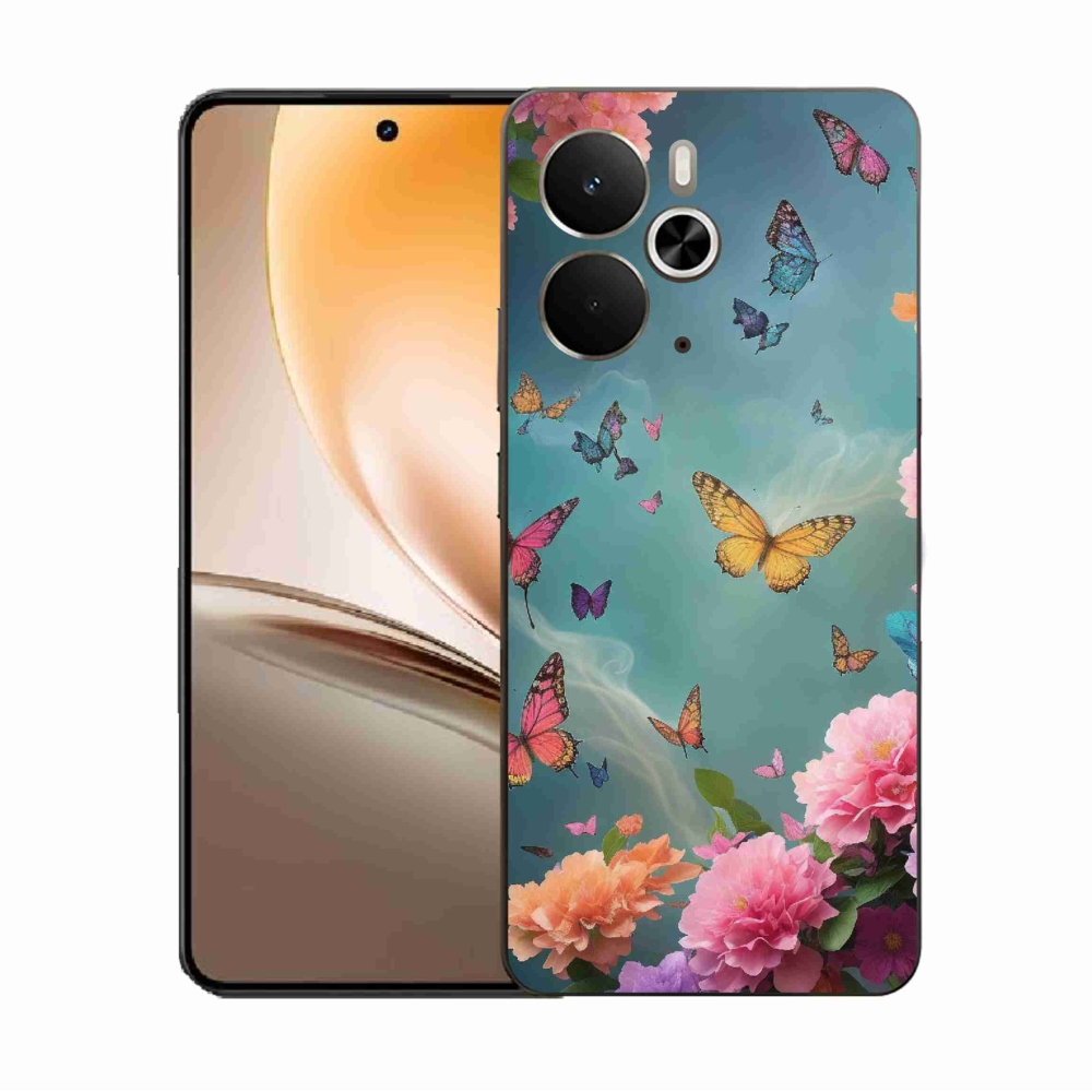 Gélový kryt mmCase na Realme 14 5G - farebné kvety a motýle