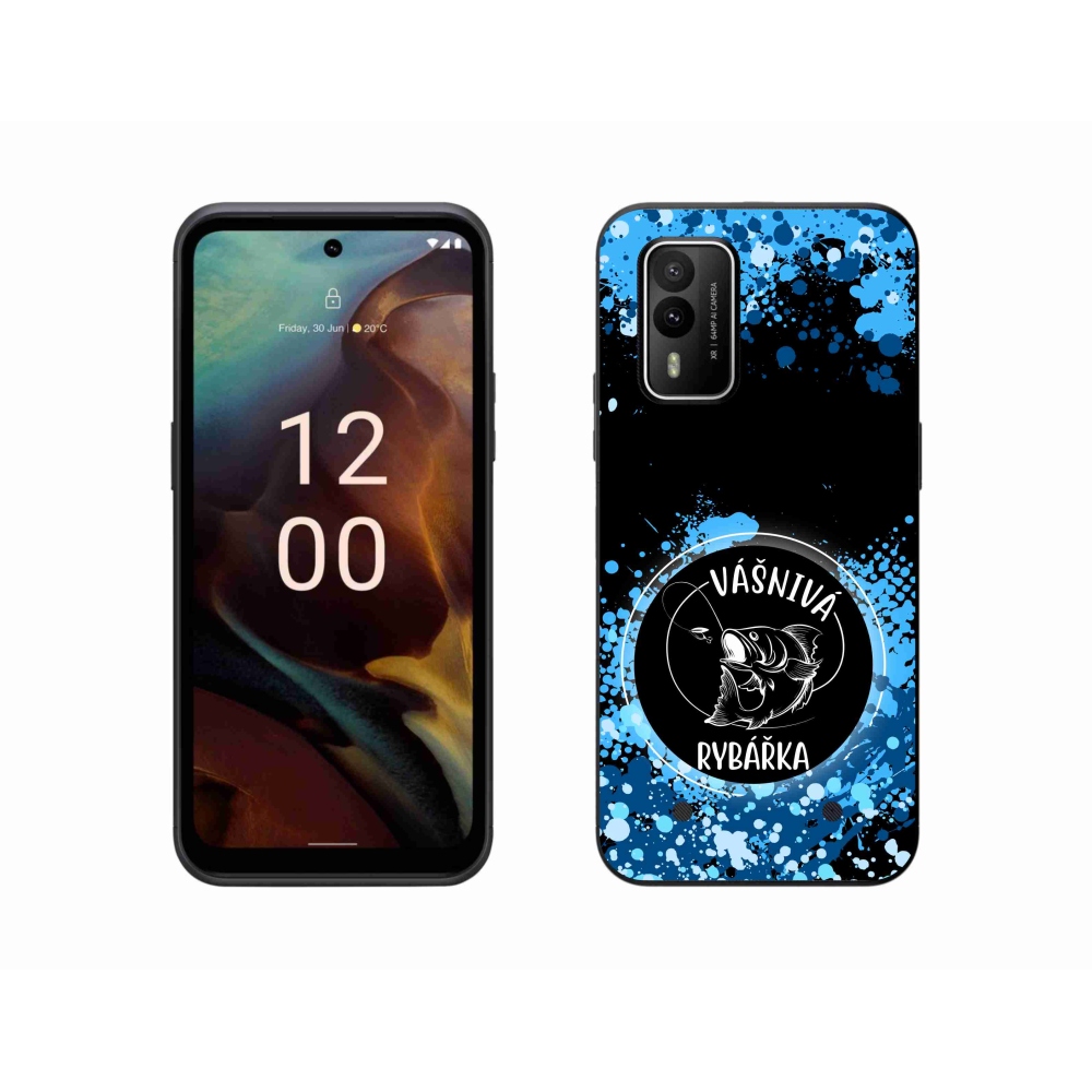 Gélový kryt mmCase na Nokia XR21 - vášnivá rybárka čierne pozadie
