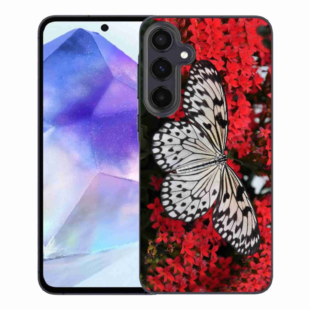 Gélový kryt mmCase na Samsung Galaxy A55 5G - čiernobiely motýľ 1