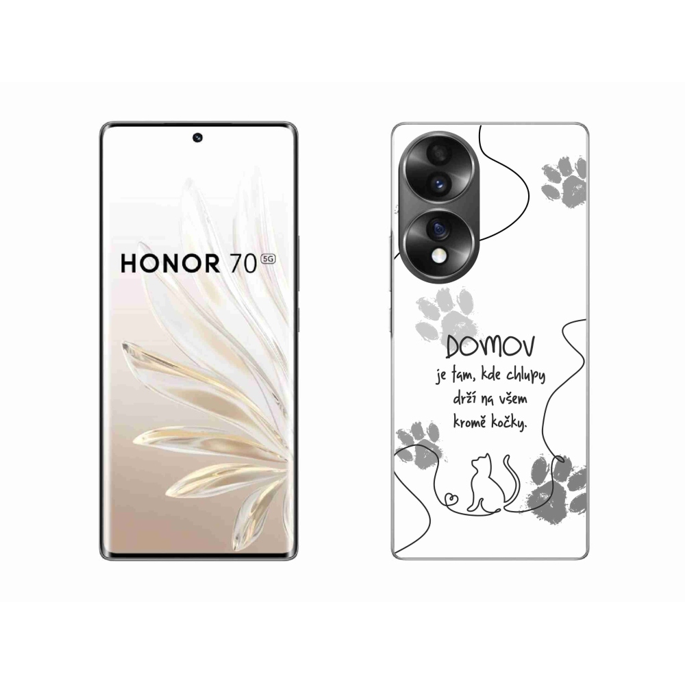 Gélový kryt mmCase na Honor 70 - mačacie motív biele pozadie