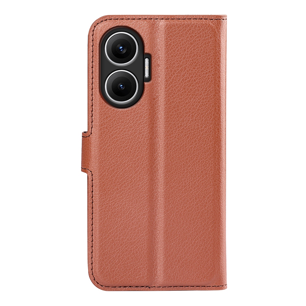 Litchi knižkové púzdro na Xiaomi Poco F7 5G - hnedé
