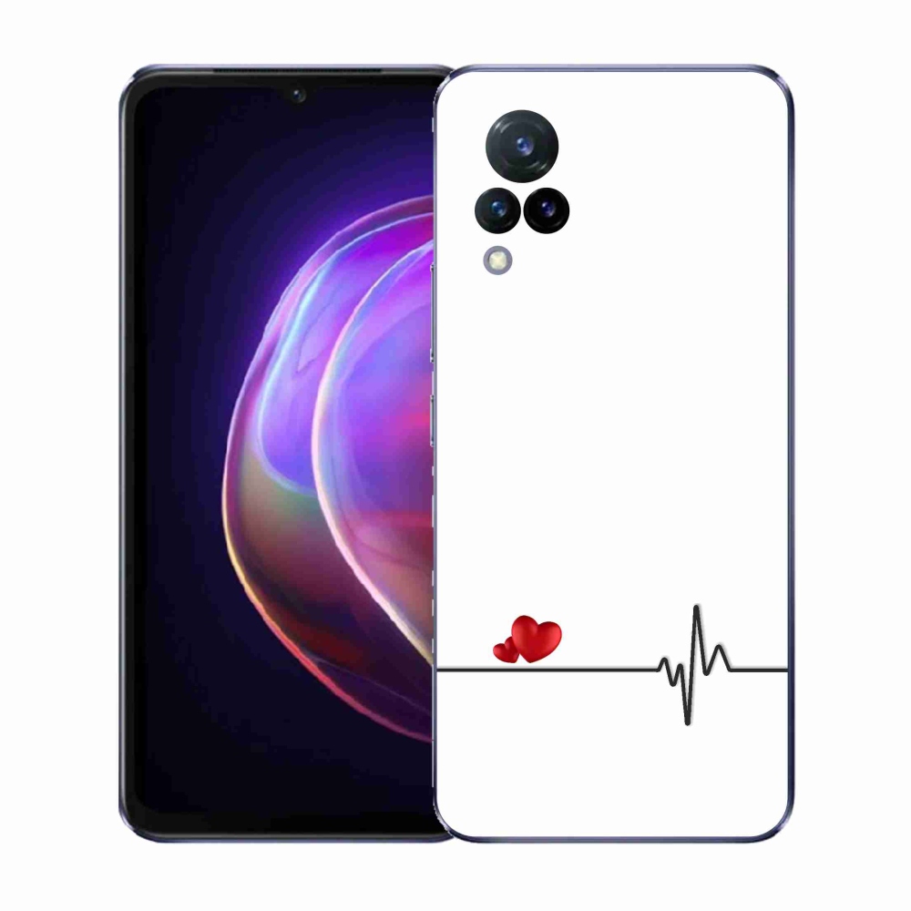Gélový kryt mmCase na Vivo V21 4G/5G - srdce a tep biele pozadie