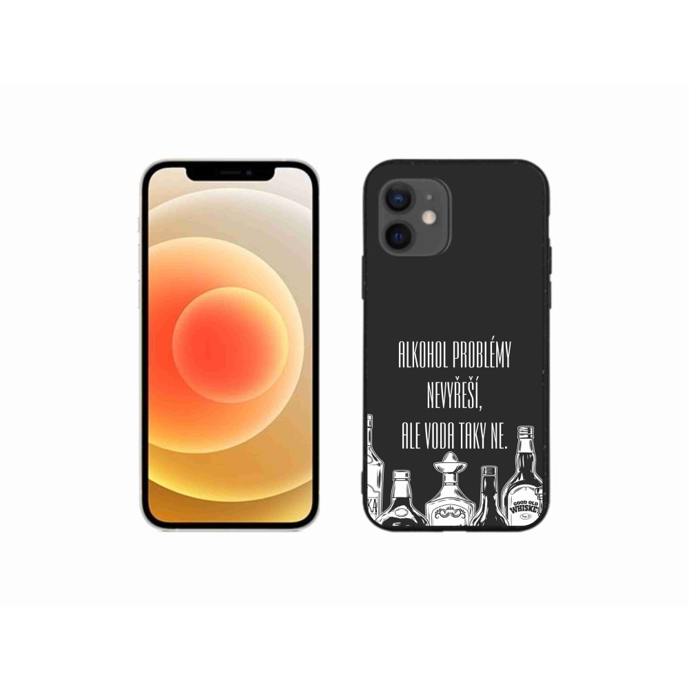 Gélový kryt mmCase na iPhone 12 mini - vtipný text čierne pozadie
