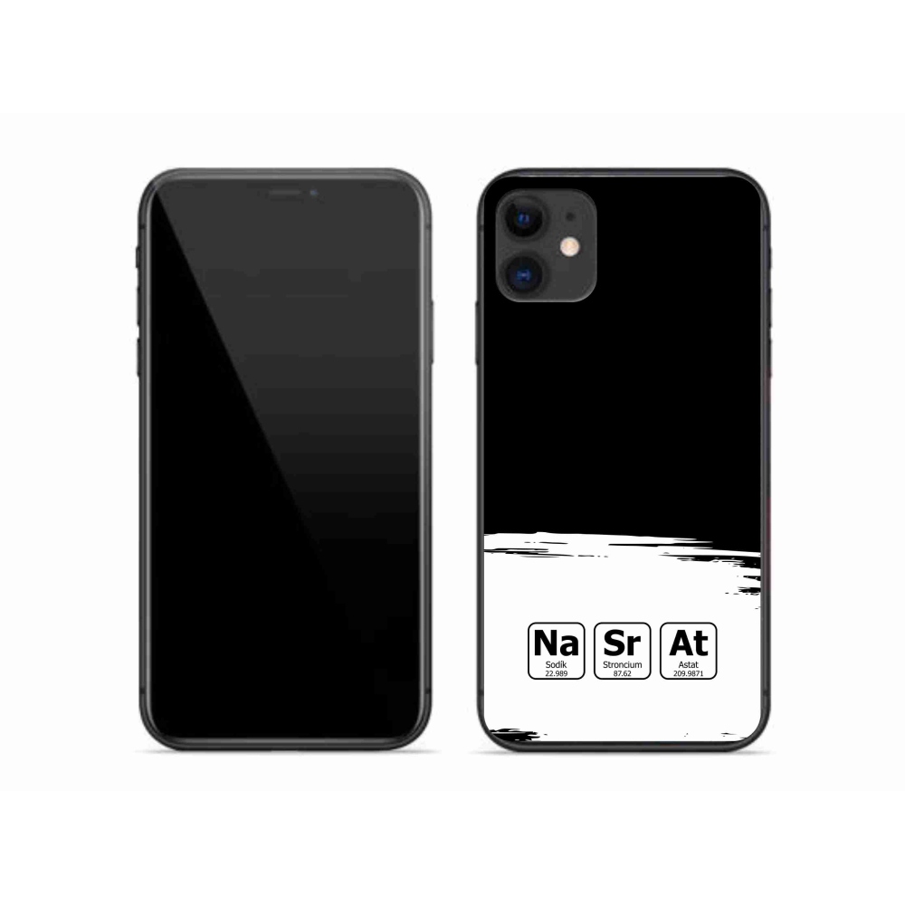 Gélový kryt mmCase na iPhone 11 - chemické prvky bieločierne pozadie