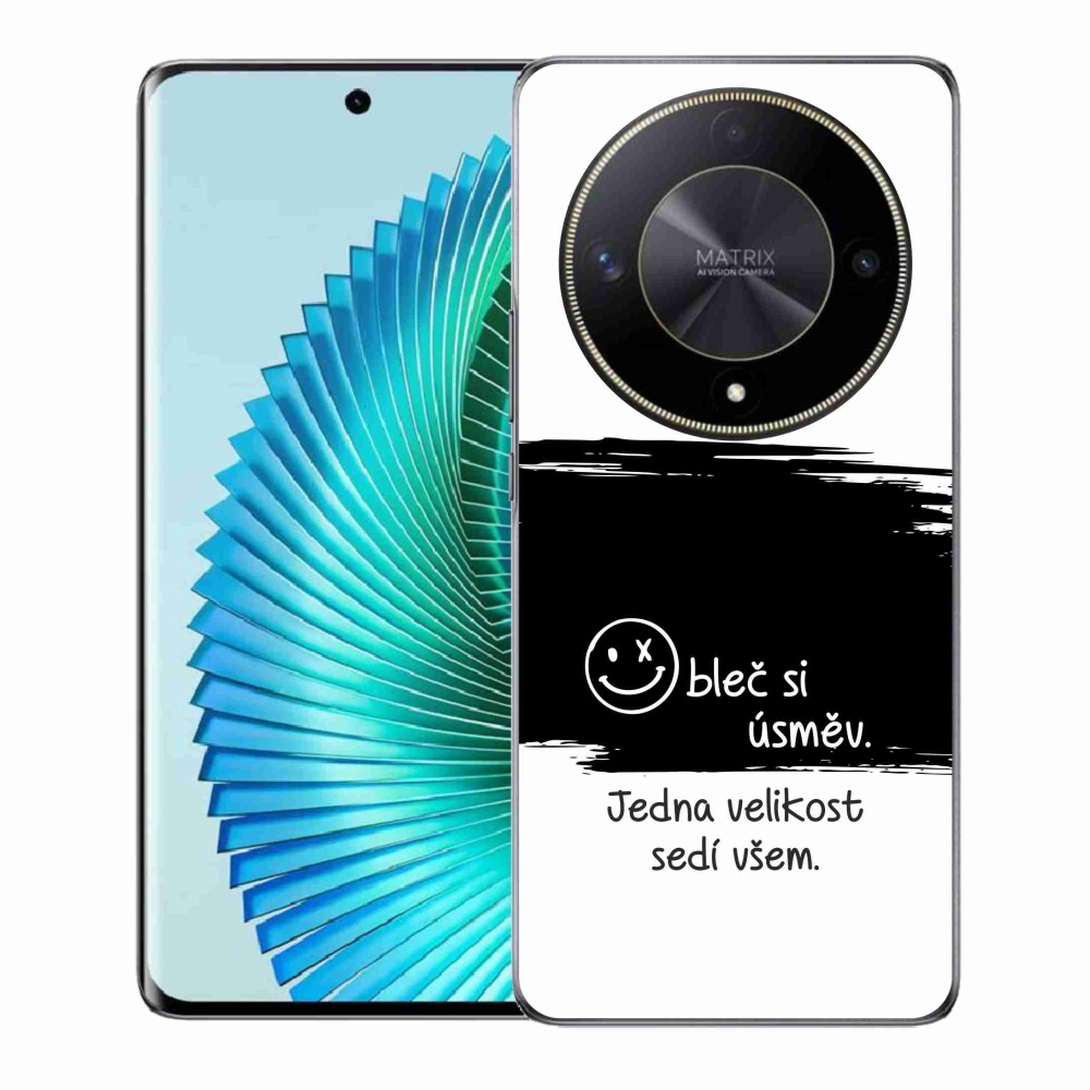 Gélový kryt mmCase na Honor Magic 6 Lite 5G - vtipný text 8 čiernobiele pozadie