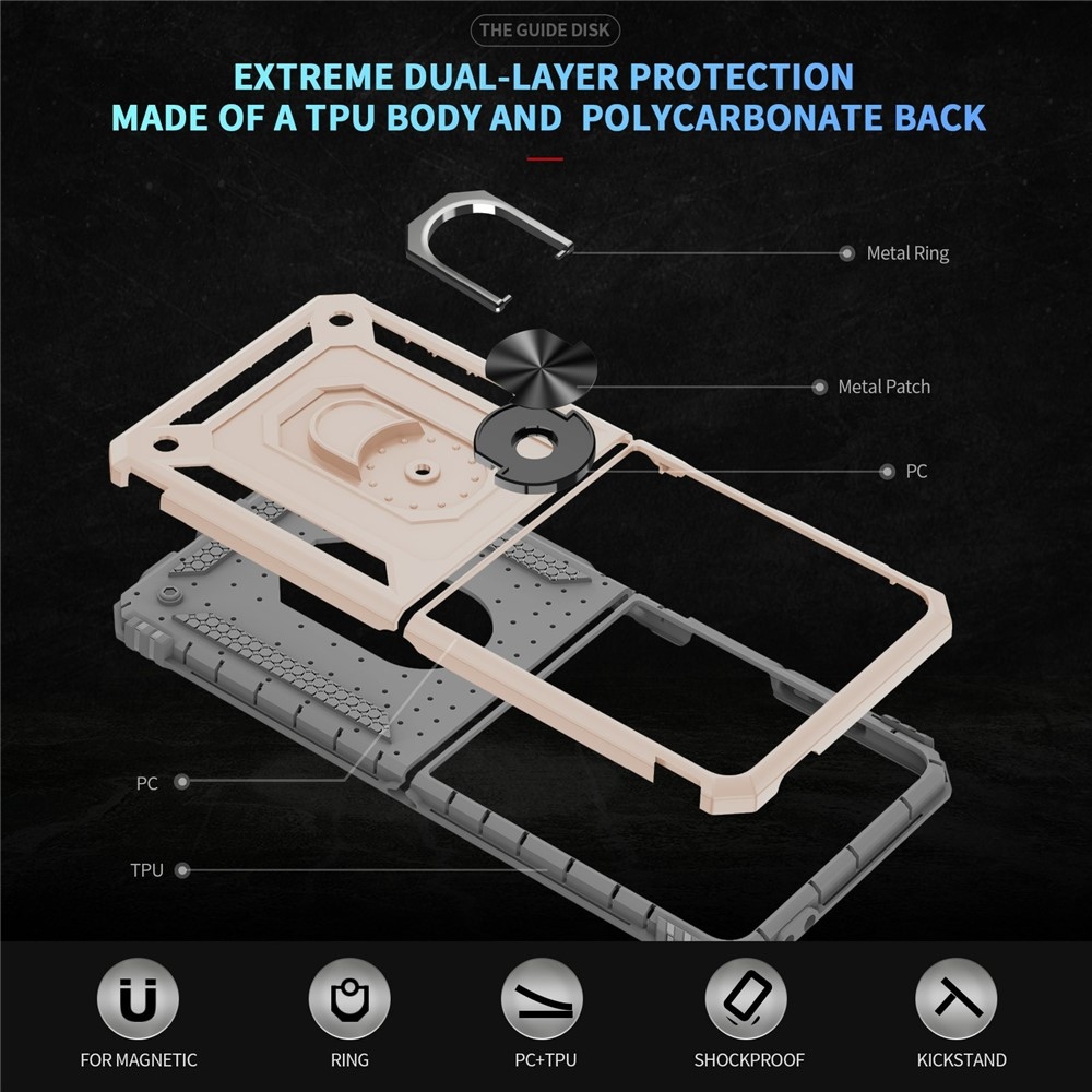 Ring odolný kryt na Samsung Galaxy Z Flip7 5G - béžový