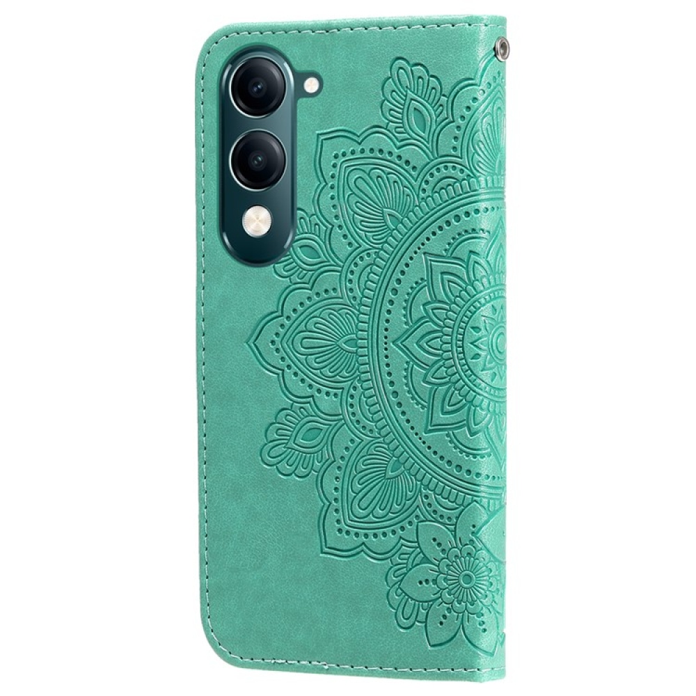 Floral knižkové puzdro na Vivo Y29s 5G - modrozelené