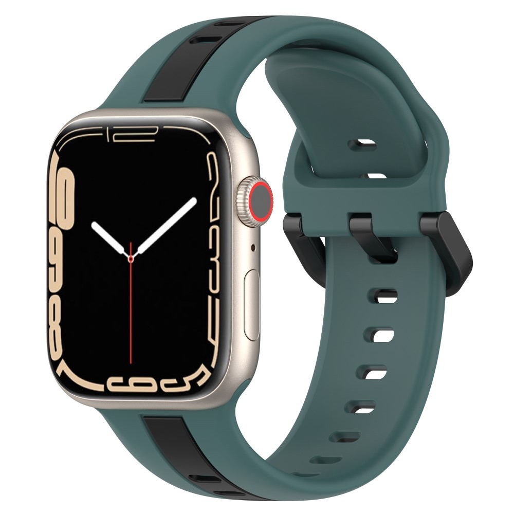Strap silikónový remienok na Apple Watch Ultra/Ultra 2 49mm/SE/SE 2022/2023 44mm/9/8/7 45mm/6/5/4 44mm/3/2/1 42 mm - zelený/čierny