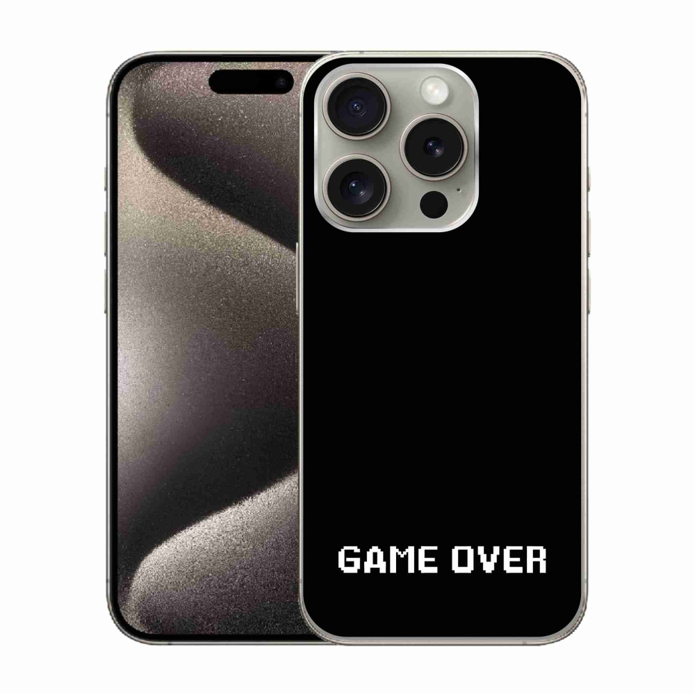 Gélový kryt mmCase na iPhone 15 Pro - game over čierne pozadie