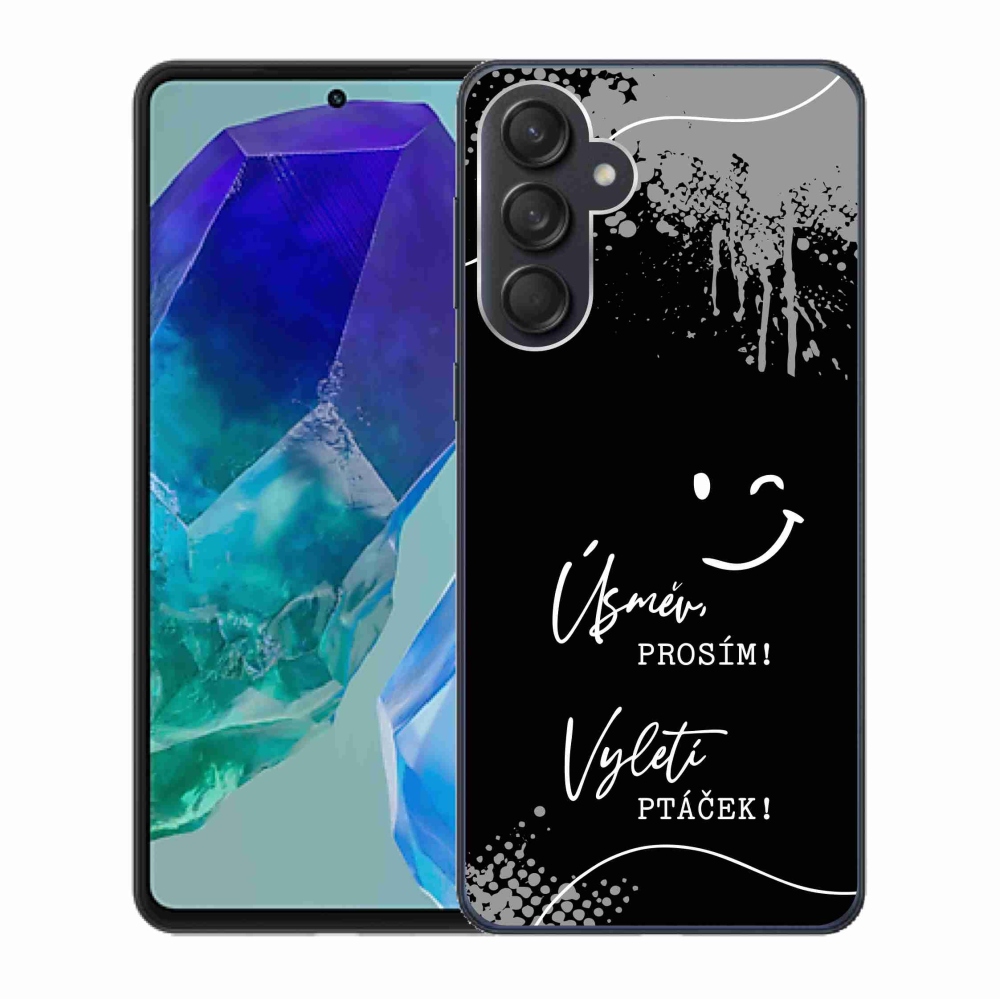 Gélový kryt mmCase na Samsung Galaxy M55 5G - vtipný text 4 čierne pozadie