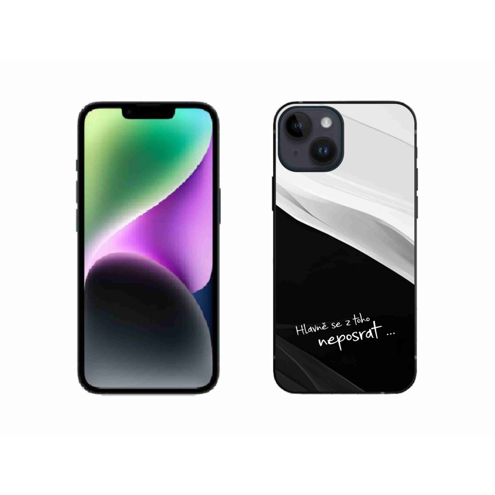 Gélový kryt mmCase na iPhone 14 - vtipný text 13 čiernobiele pozadie
