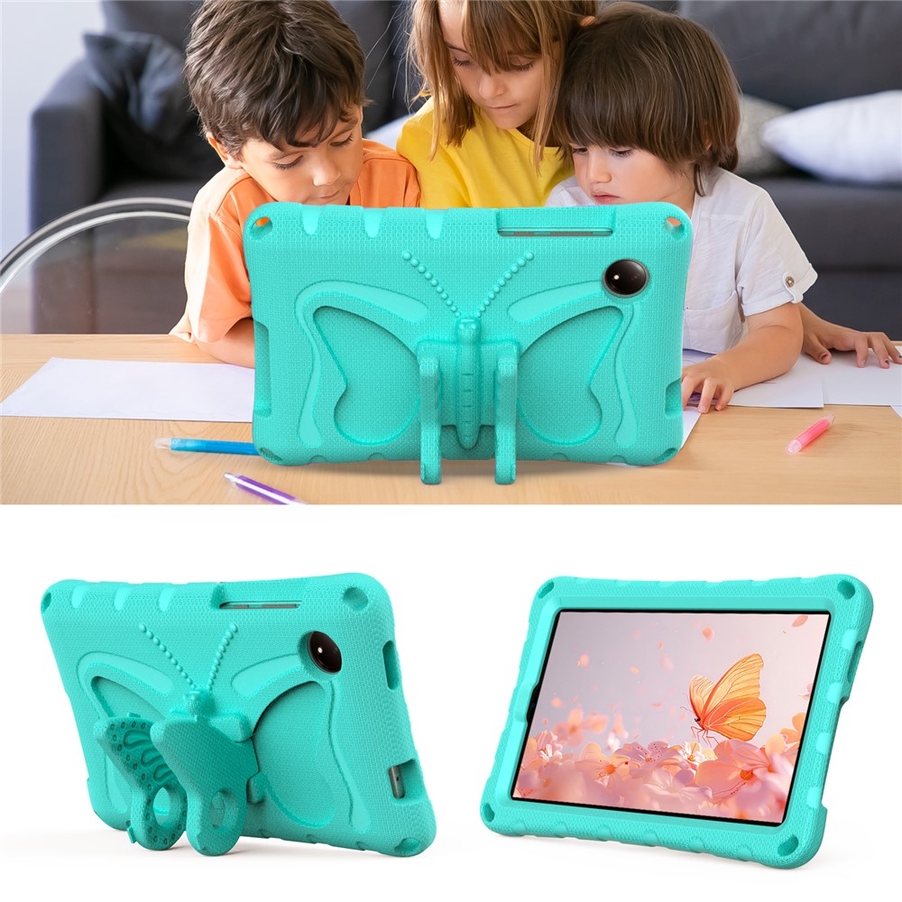 Kids Butterfly EVA odolné puzdro s popruhom na tablet Xiaomi Redmi Pad SE 8.7 - modrozelené