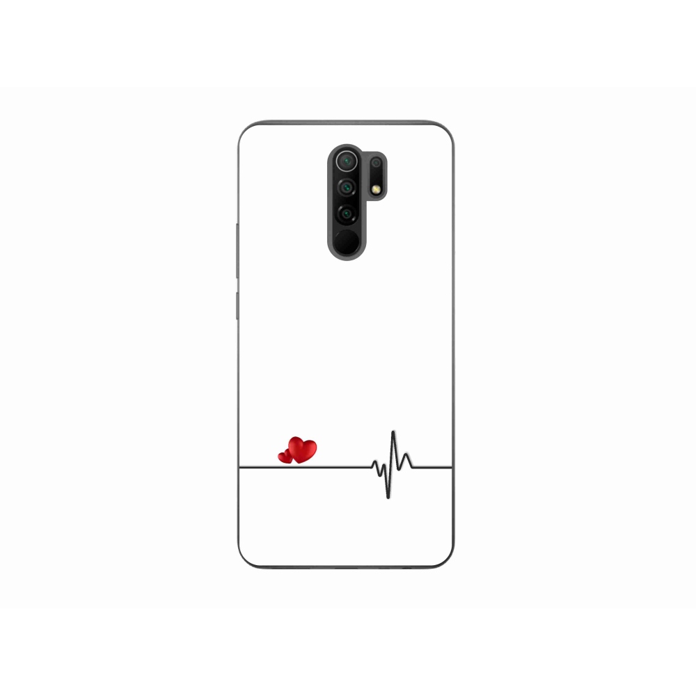 Gélový kryt mmCase na Xiaomi Redmi 9 - srdce a tep biele pozadie
