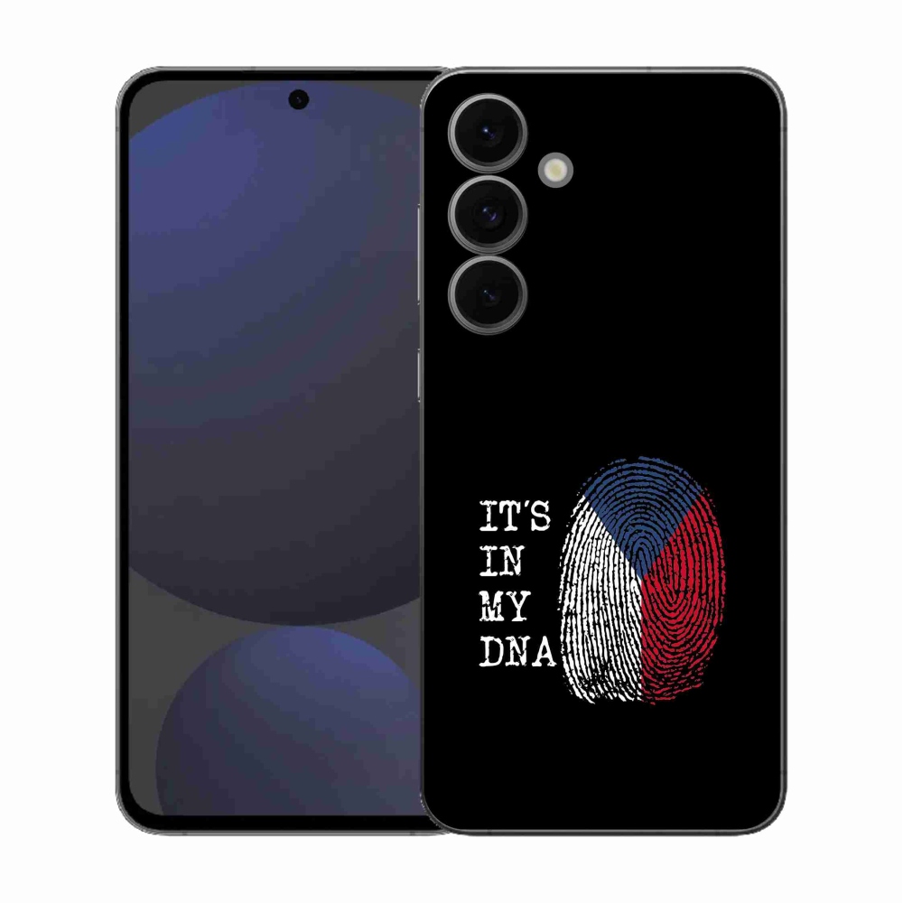 Gélový kryt mmCase na Samsung Galaxy S25 FE - vlajka odtlačok prsta čierne pozadie