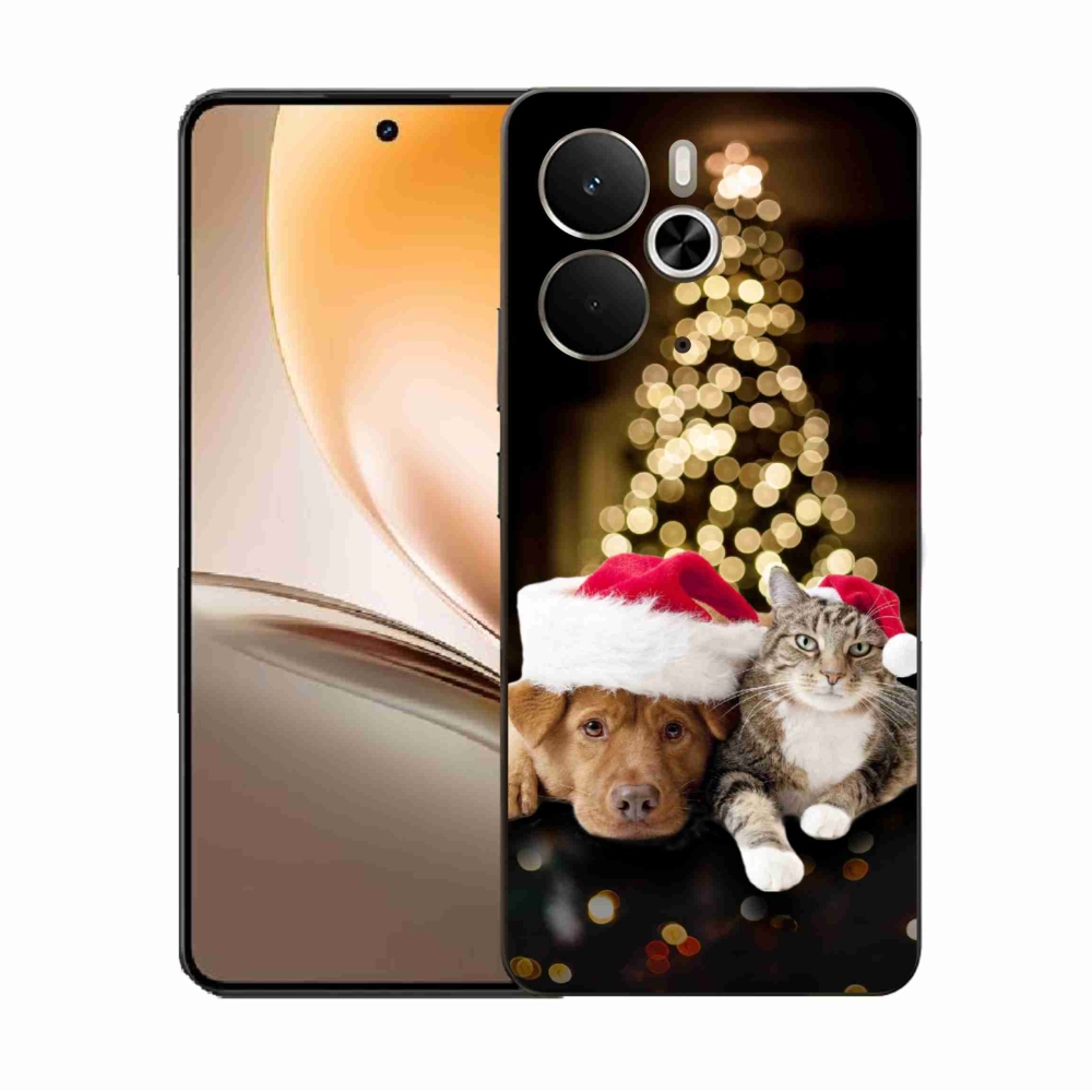 Gélový kryt mmCase na Realme 14 5G - vianočný pes a mačka
