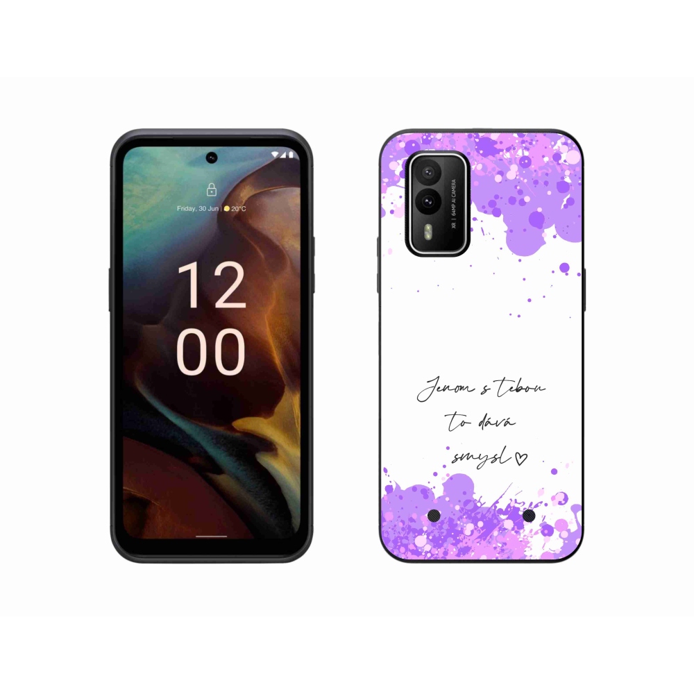 Gélový kryt mmCase na Nokia XR21 - zamilovaný text biele pozadie