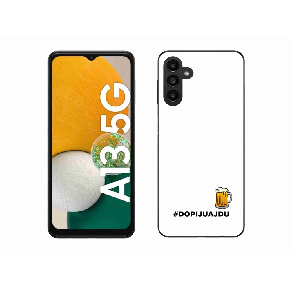 Gélový kryt mmCase na Samsung Galaxy A13 5G - pivný motív 1 biele pozadie