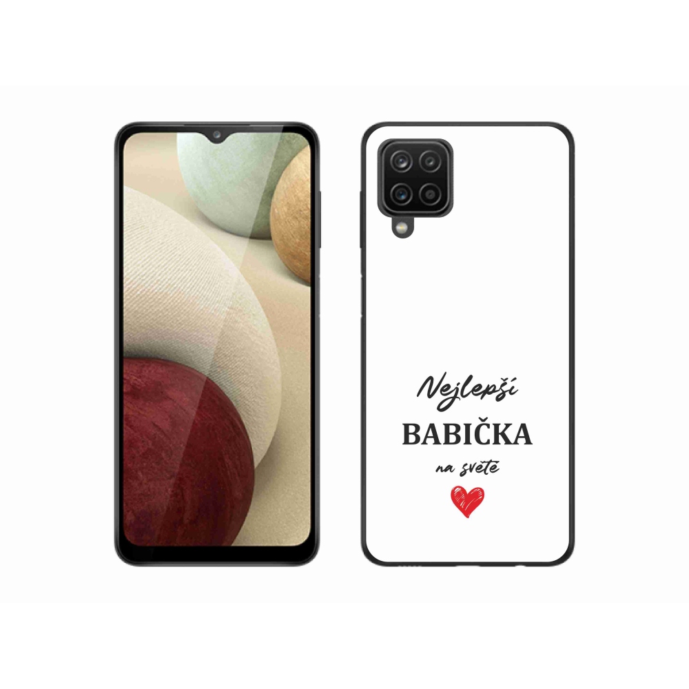Gélový kryt mmCase na Samsung Galaxy A12 - najlepšia babička 1 biele pozadie