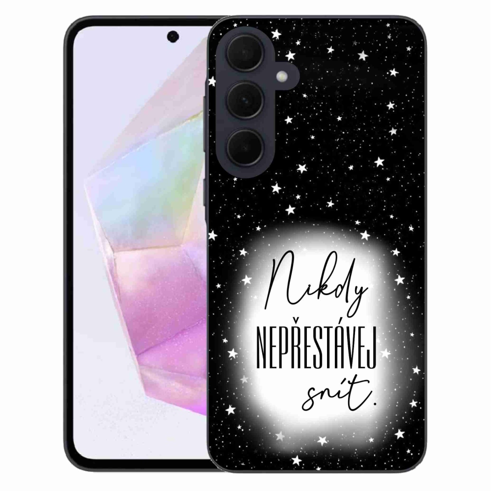 Gélový kryt mmCase na Samsung Galaxy A35 5G - citát 1 bieločierne pozadie