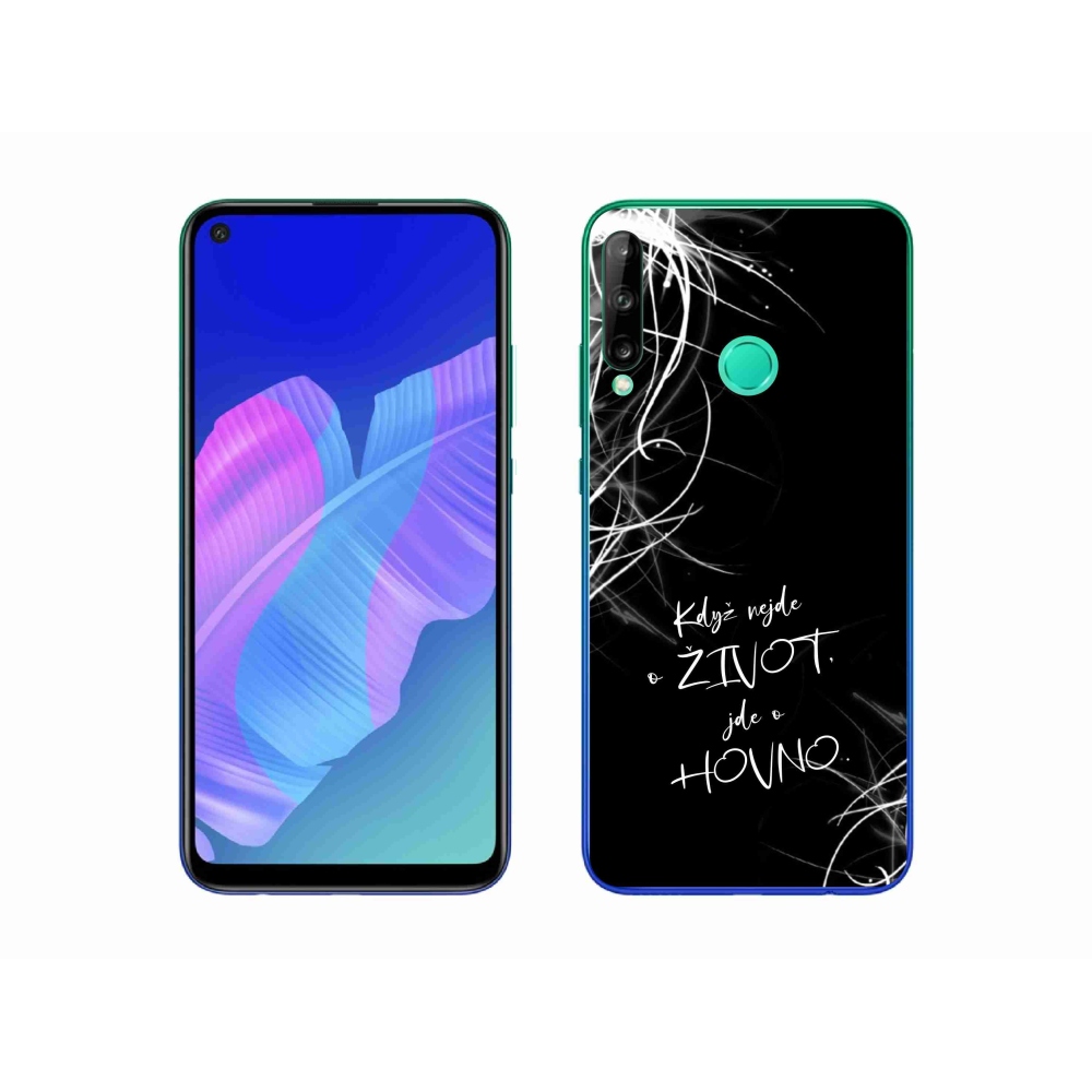 Gélový kryt mmCase na Huawei P40 Lite E - vtipný text 16 čierne pozadie