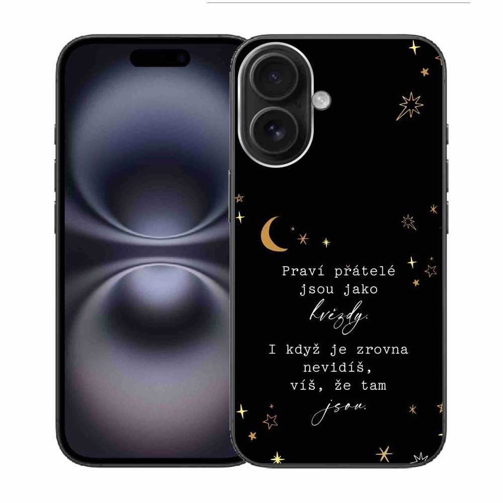 Gélový kryt mmCase na iPhone 16 - citát 6 čierne pozadie