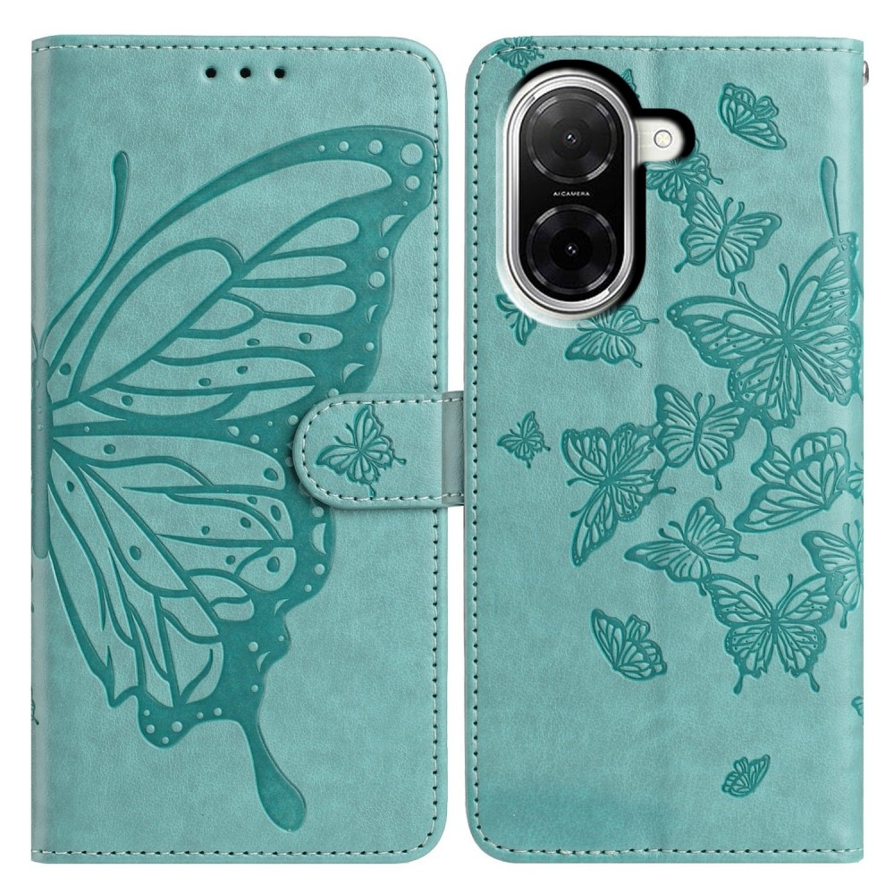 Floral Butterfly knižkové puzdro na Xiaomi Redmi A5 (171.7x77.8x8.3mm) - modrozelené