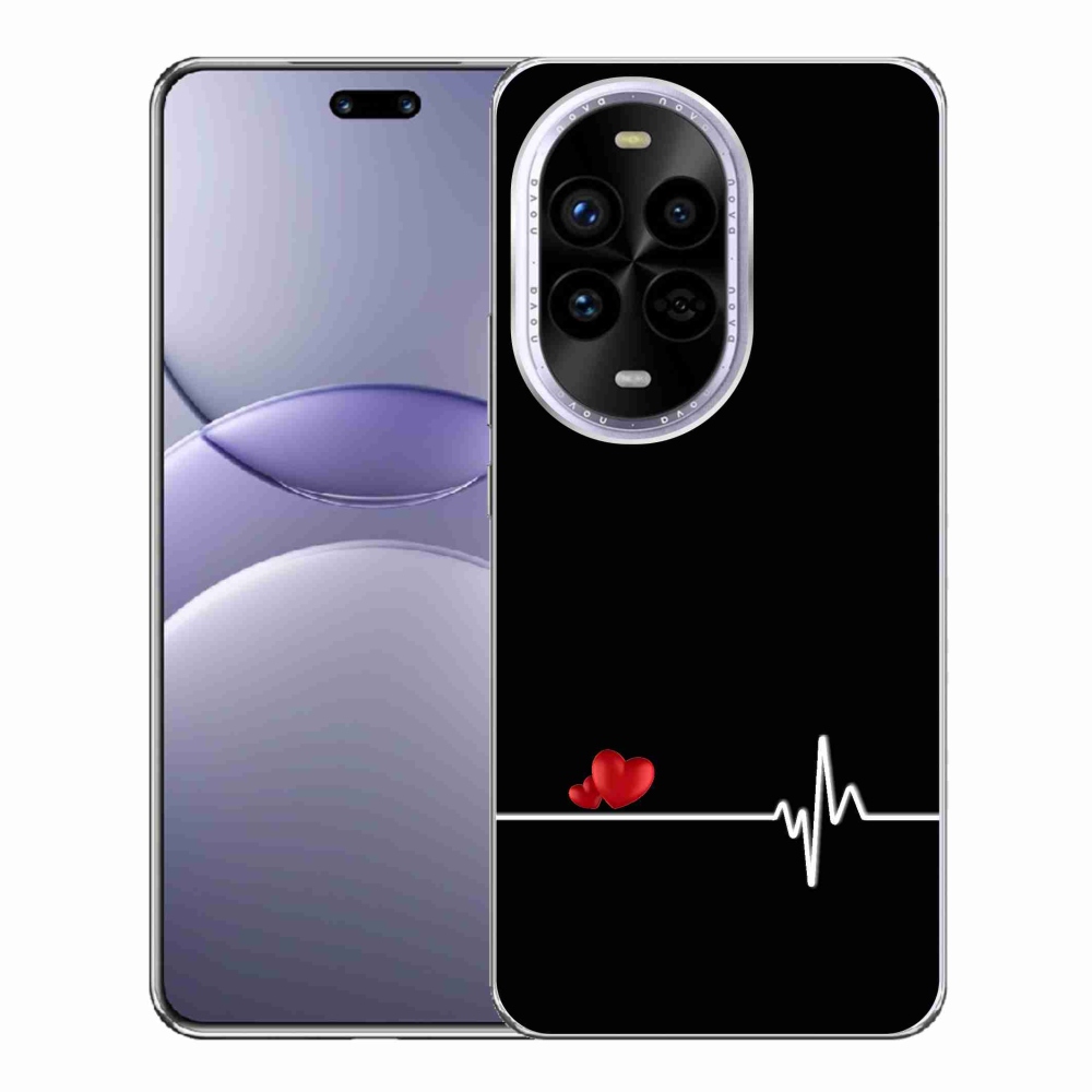 Gélový kryt mmCase na Huawei Nova 13 Pro 5G - srdce a tep čierne pozadie