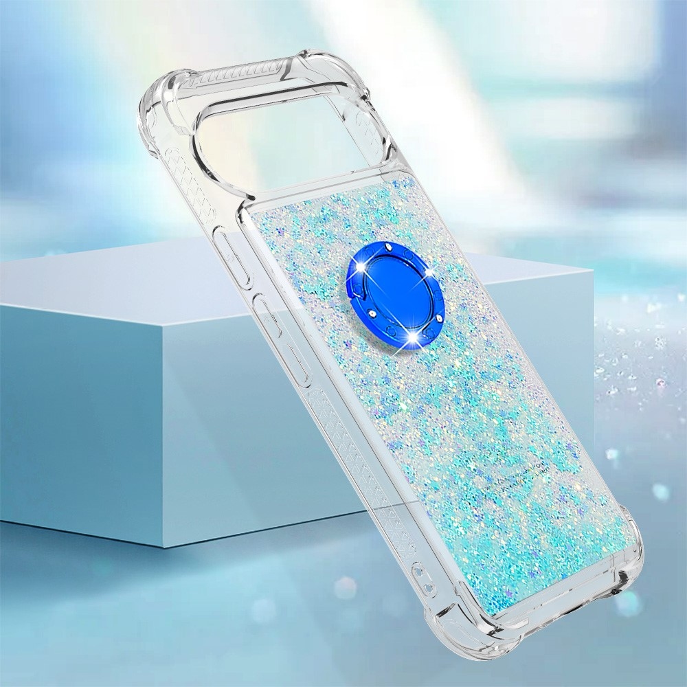 Glitt presýpací gélový obal s krúžkom na prst na Google Pixel 10 - modrý/hviezdičky