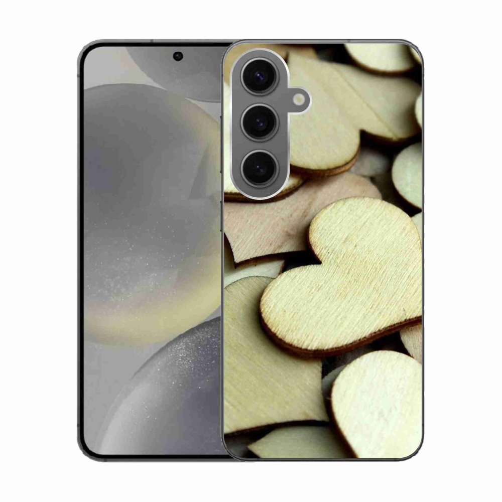 Gélový kryt mmCase na Samsung Galaxy S24 - drevené srdiečka