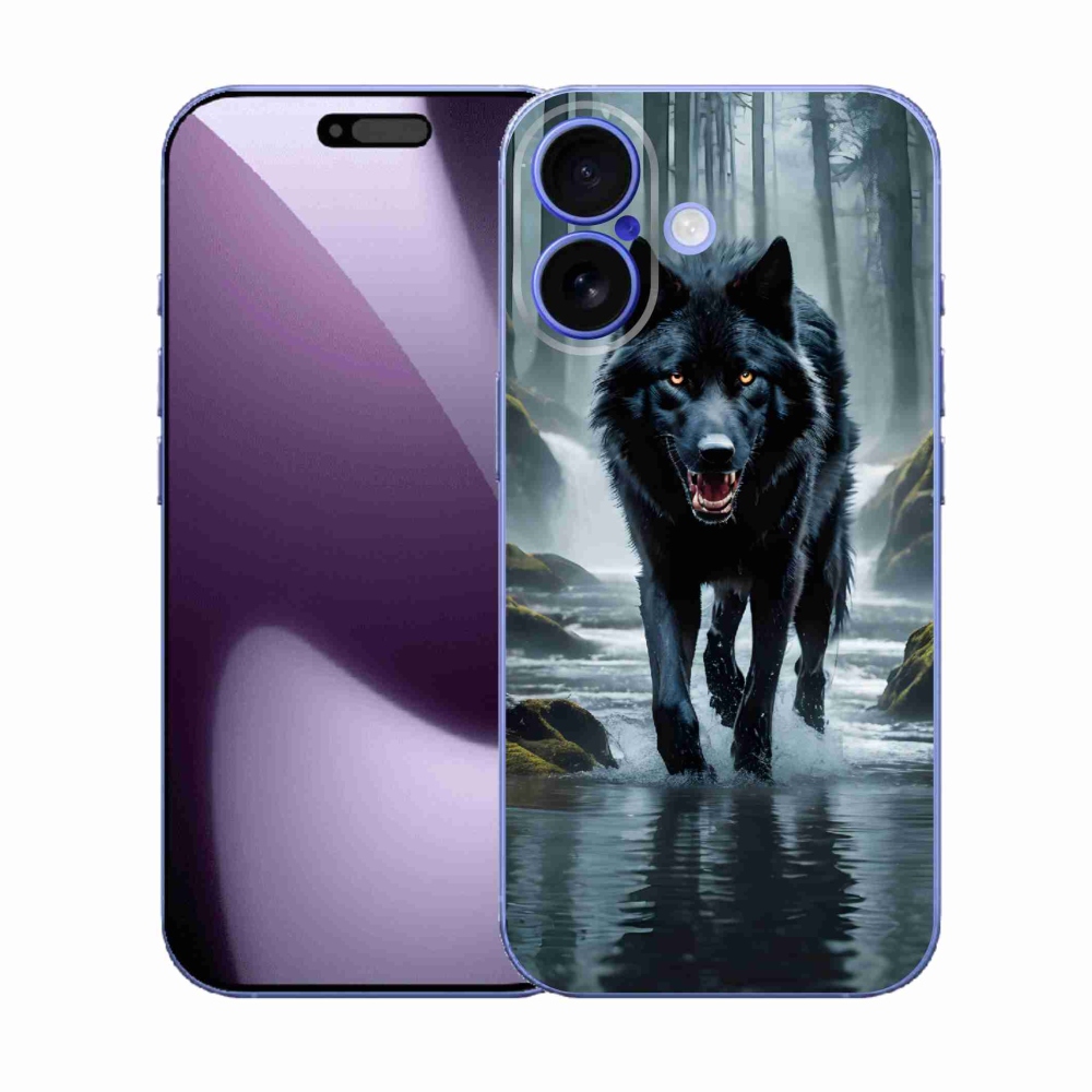 Gélový kryt mmCase na iPhone 17 - čierny vlk