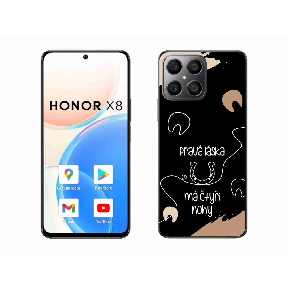 Gélový kryt mmCase na Honor X8 4G - konský motív čierne pozadie