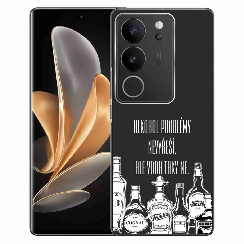 Gélový kryt mmCase na Vivo V29 5G - vtipný text čierne pozadie