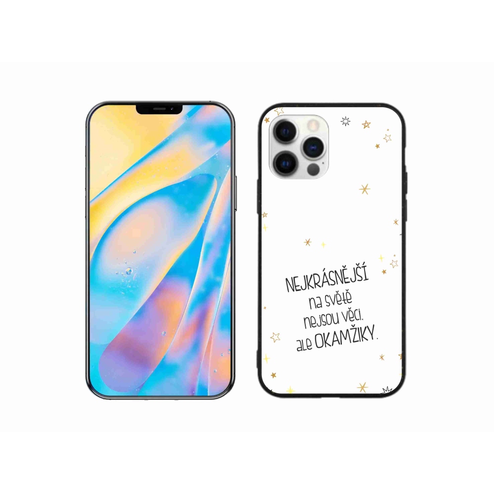 Gélový kryt mmCase na iPhone 12 Pro - citát 4 biele pozadie
