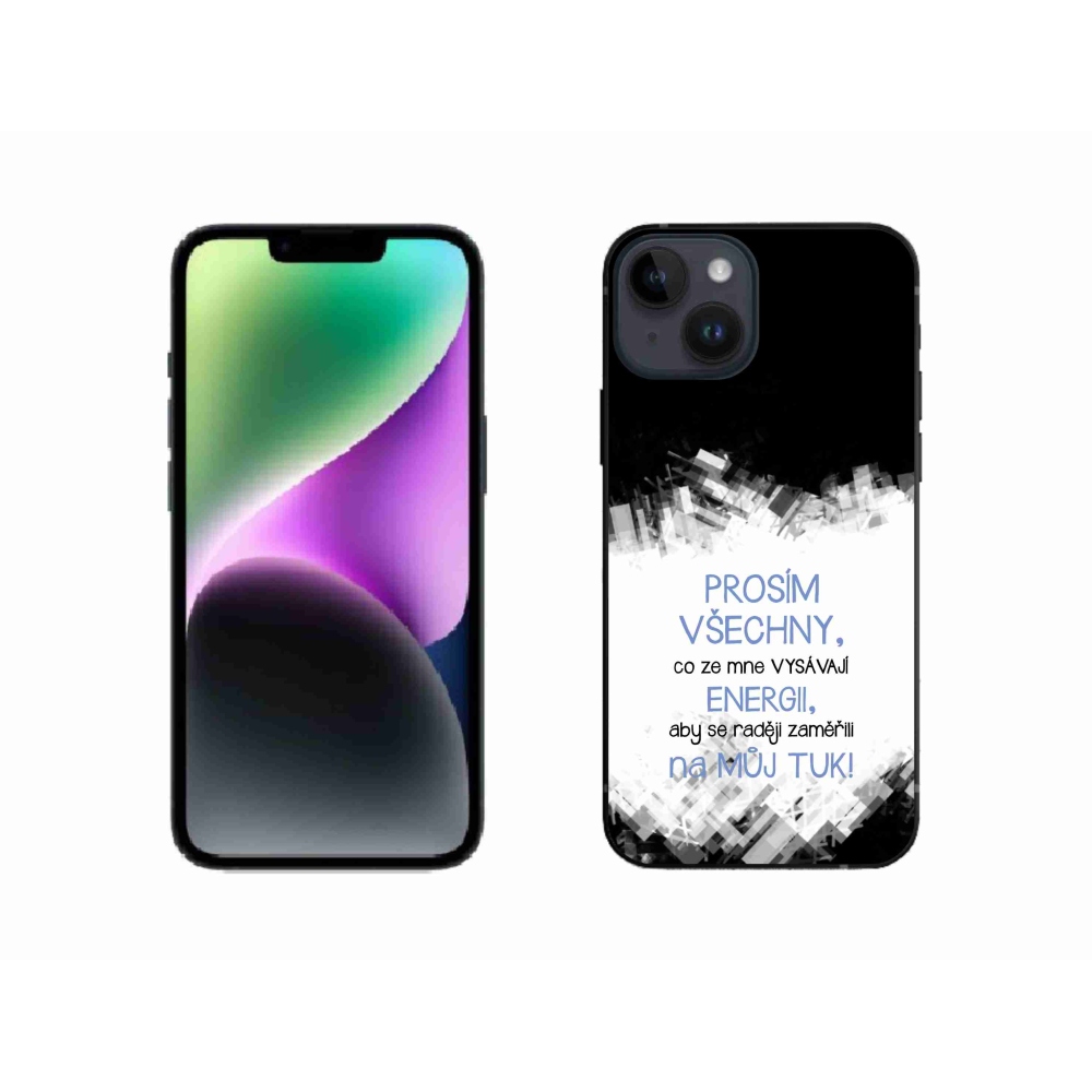 Gélový kryt mmCase na iPhone 14 - vtipný text 1 modrý