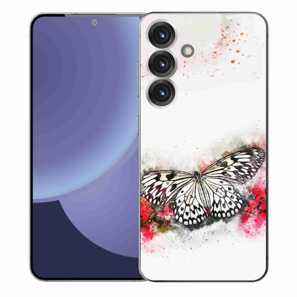 Gélový kryt mmCase na Samsung Galaxy S25+ - čiernobiely motýľ