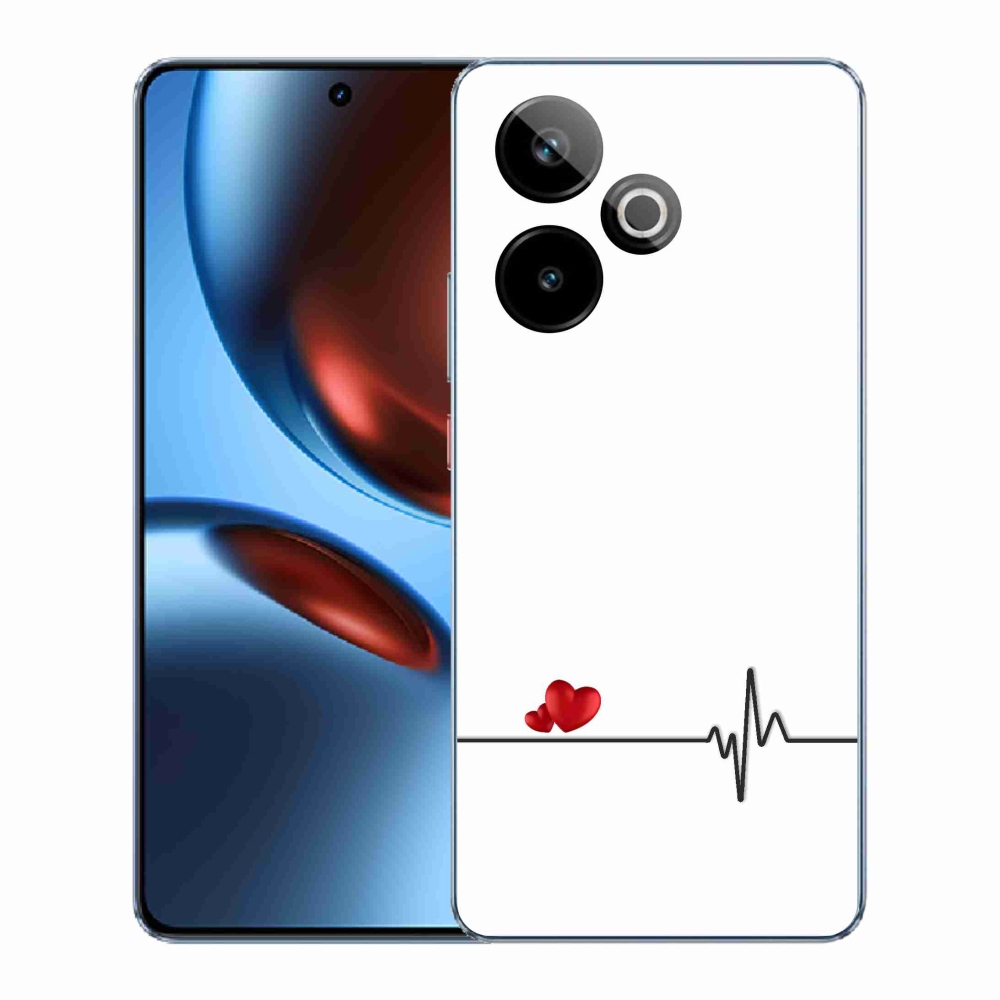 Gélový kryt mmCase na Realme GT 7 5G/GT 7T 5G - srdce a tep biele pozadie