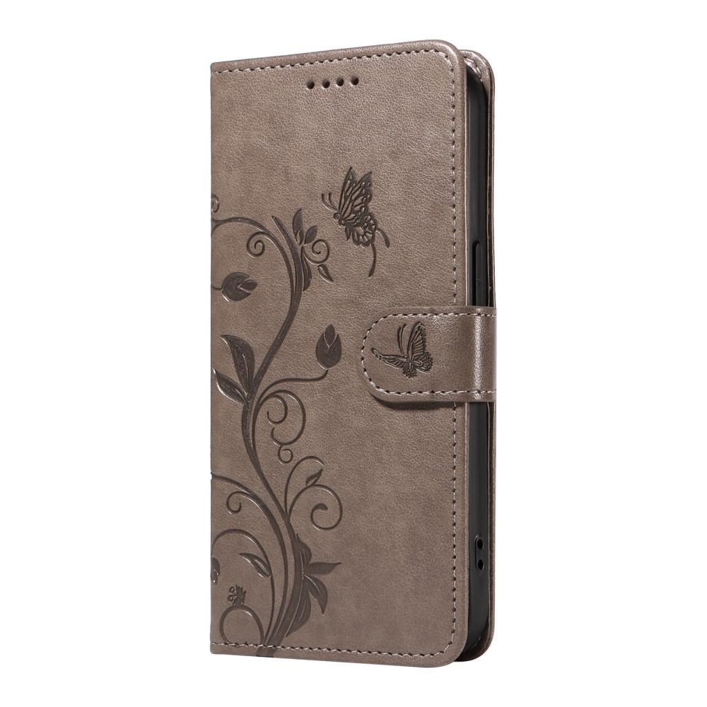 Flowery knižkové púzdro na Samsung Galaxy A06 4G - šedé