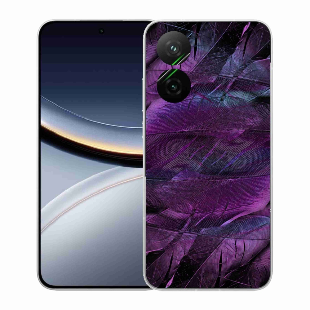 Gélový kryt mmCase na Xiaomi Poco F7 5G - fialové pierka