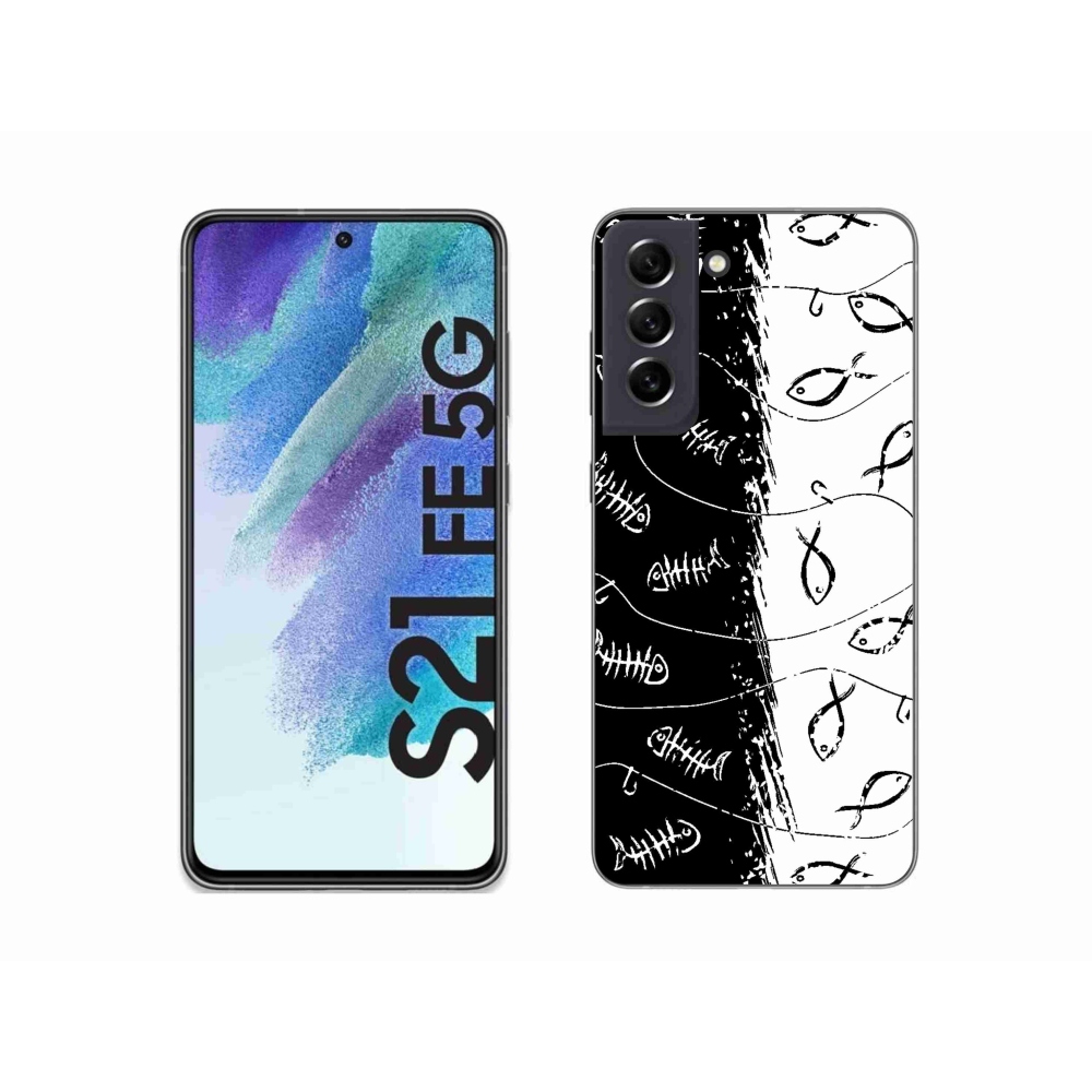 Gélový kryt mmCase na Samsung Galaxy S21 FE 5G - kostry a rybky