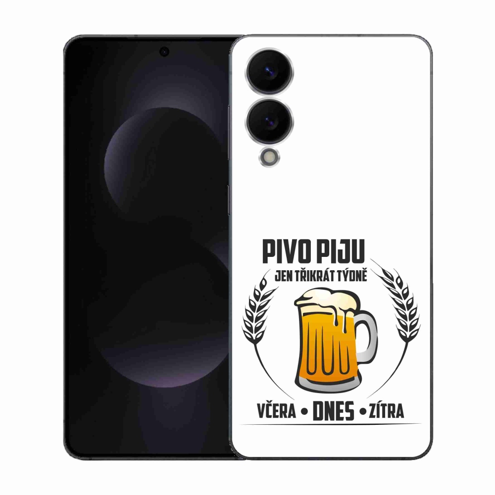 Gélový kryt mmCase na Samsung Galaxy S25 Edge - pivný motív biele pozadie