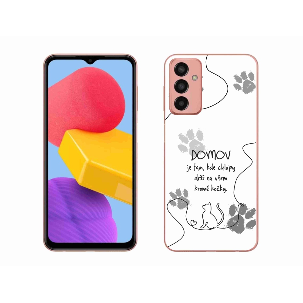 Gélový kryt mmCase na Samsung Galaxy M13 - mačacie motív biele pozadie