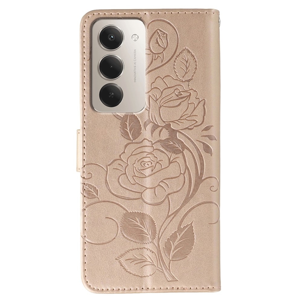 Roses knižkové púzdro na Xiaomi Redmi 15 5G - ružovozlaté